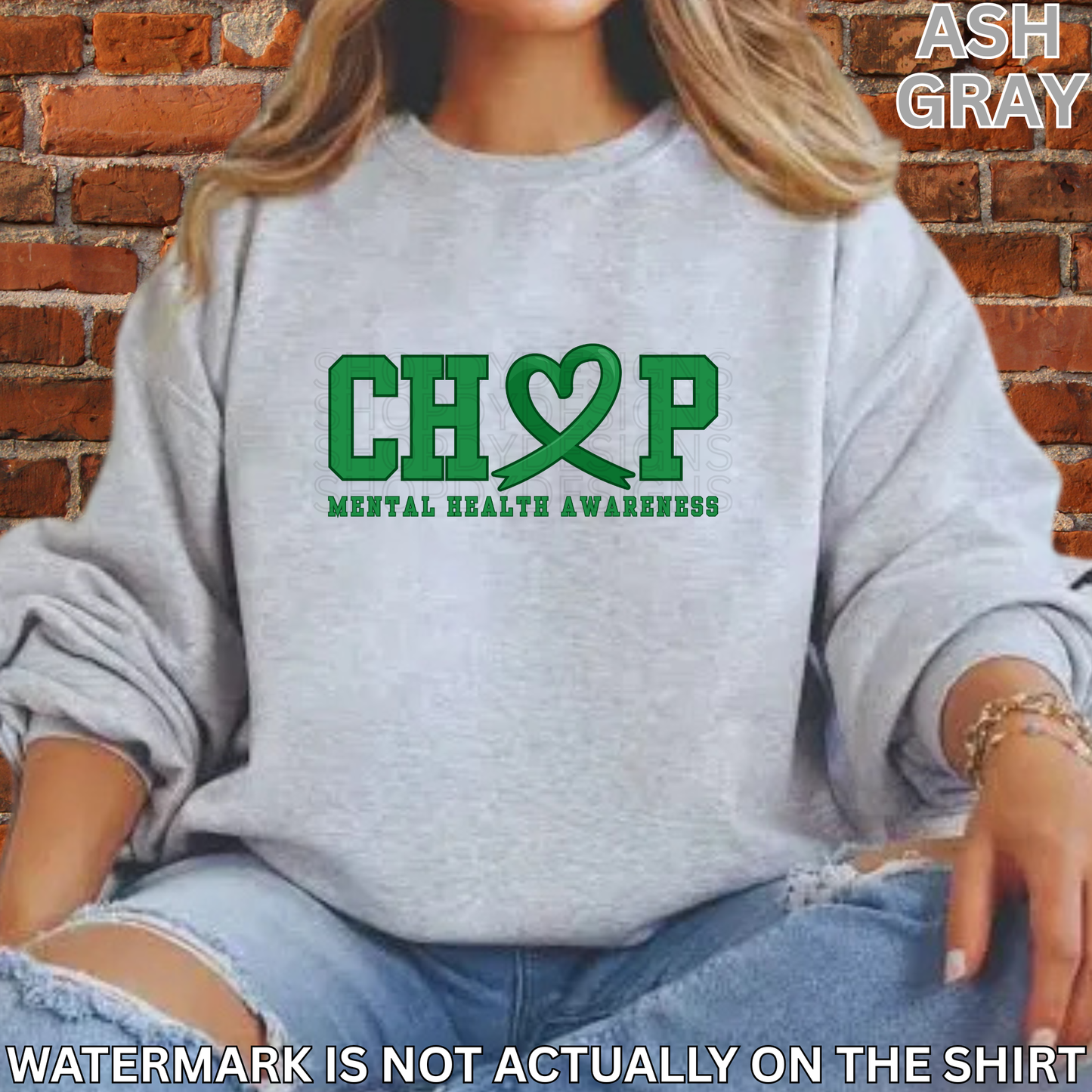 CHOP Mental Health Awareness T-Shirt, Sweatshirt & Hoodie | Green Ribbon Heart Design | Healthcare Apparel