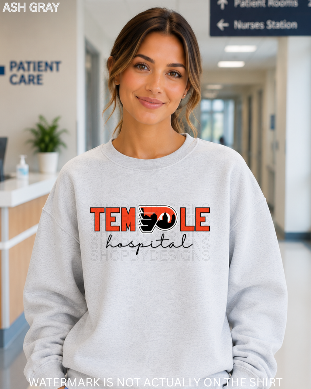 Temple Hospital Philadelphia Hockey Inspired T-Shirt, Sweatshirt & Hoodie