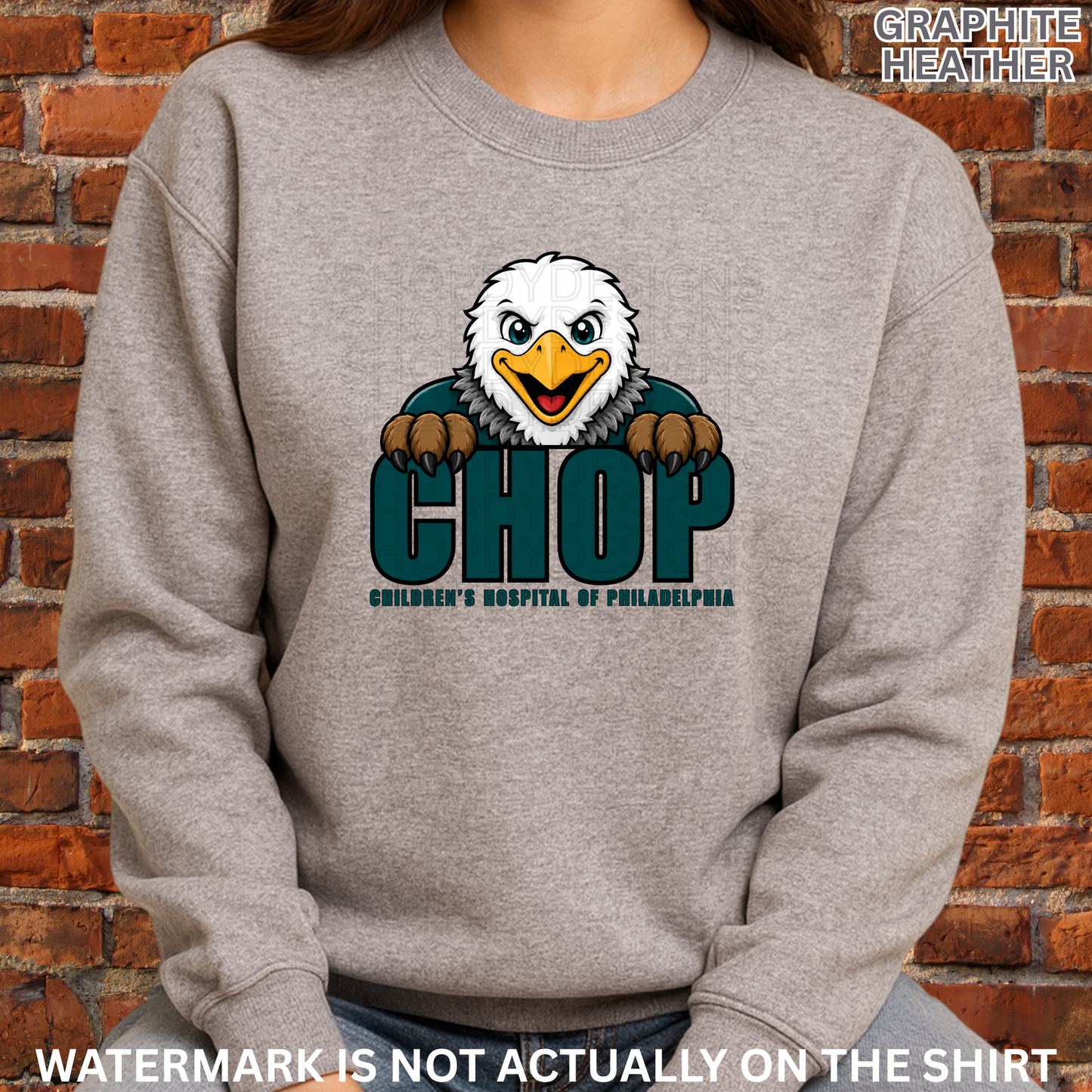 CHOP Philadelphia Football Inspired Mascot “Peek-A-Boo” T-Shirt, Crewneck Sweatshirt & Hoodie