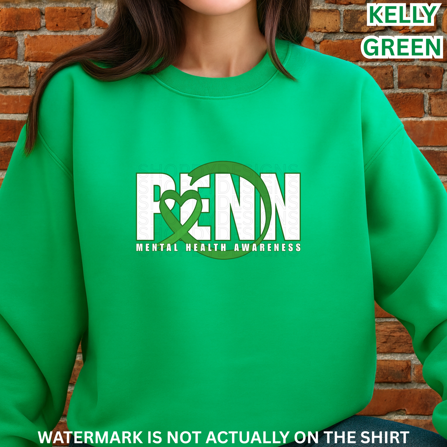 Penn Mental Health Awareness T-Shirt, Sweatshirt & Hoodie | Green Ribbon Heart Design | Healthcare Apparel