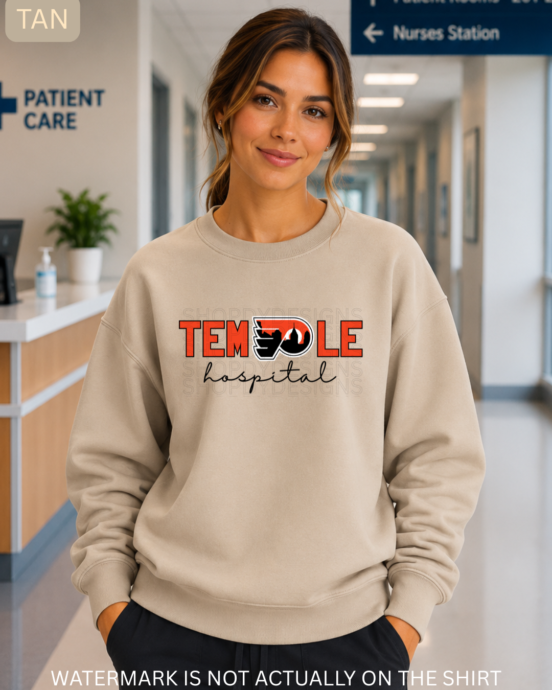 Temple Hospital Philadelphia Hockey Inspired T-Shirt, Sweatshirt & Hoodie