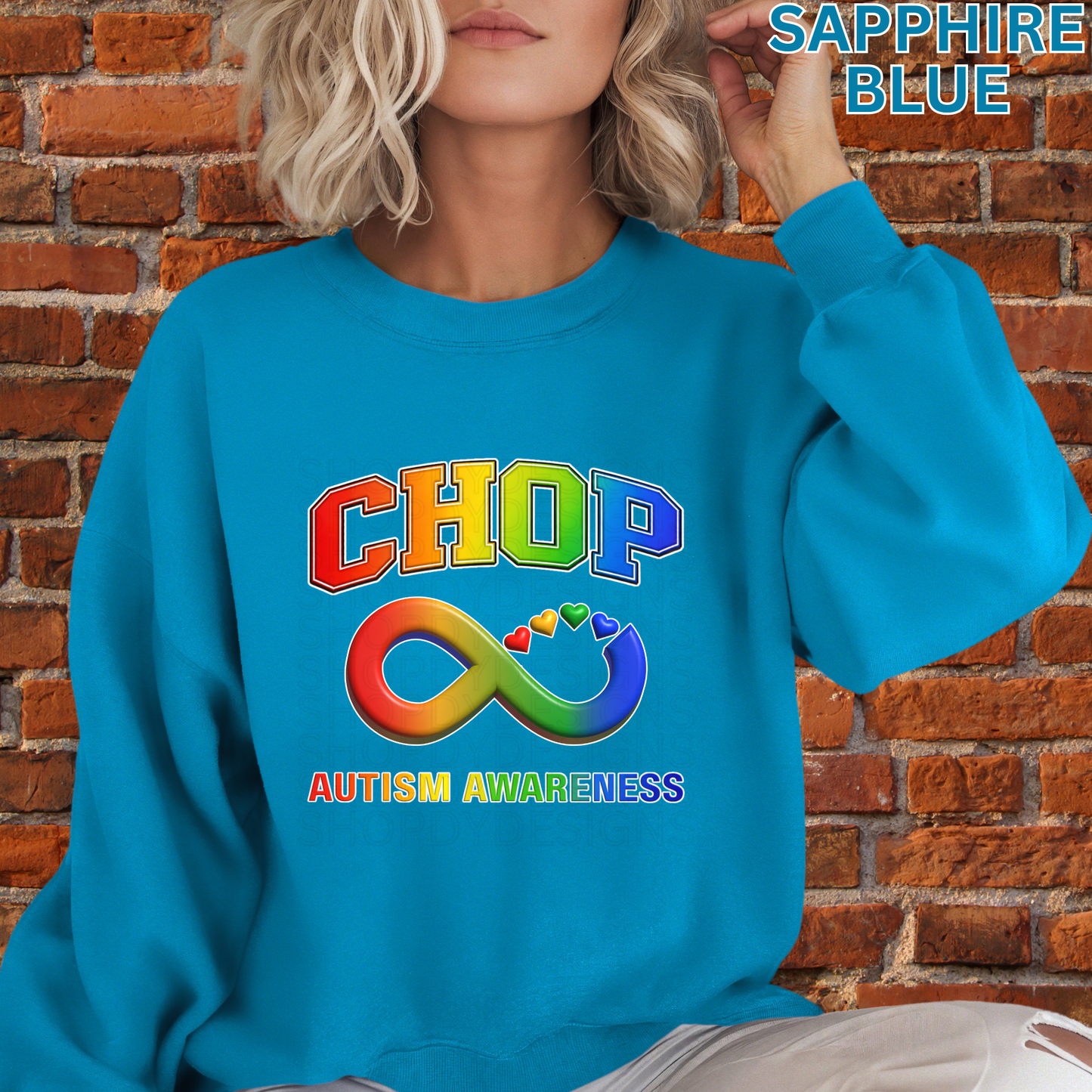 CHOP Autism Awareness Rainbow Infinity Shirt | Neurodiversity Support T-Shirt, Crewneck Sweatshirt, Hoodie