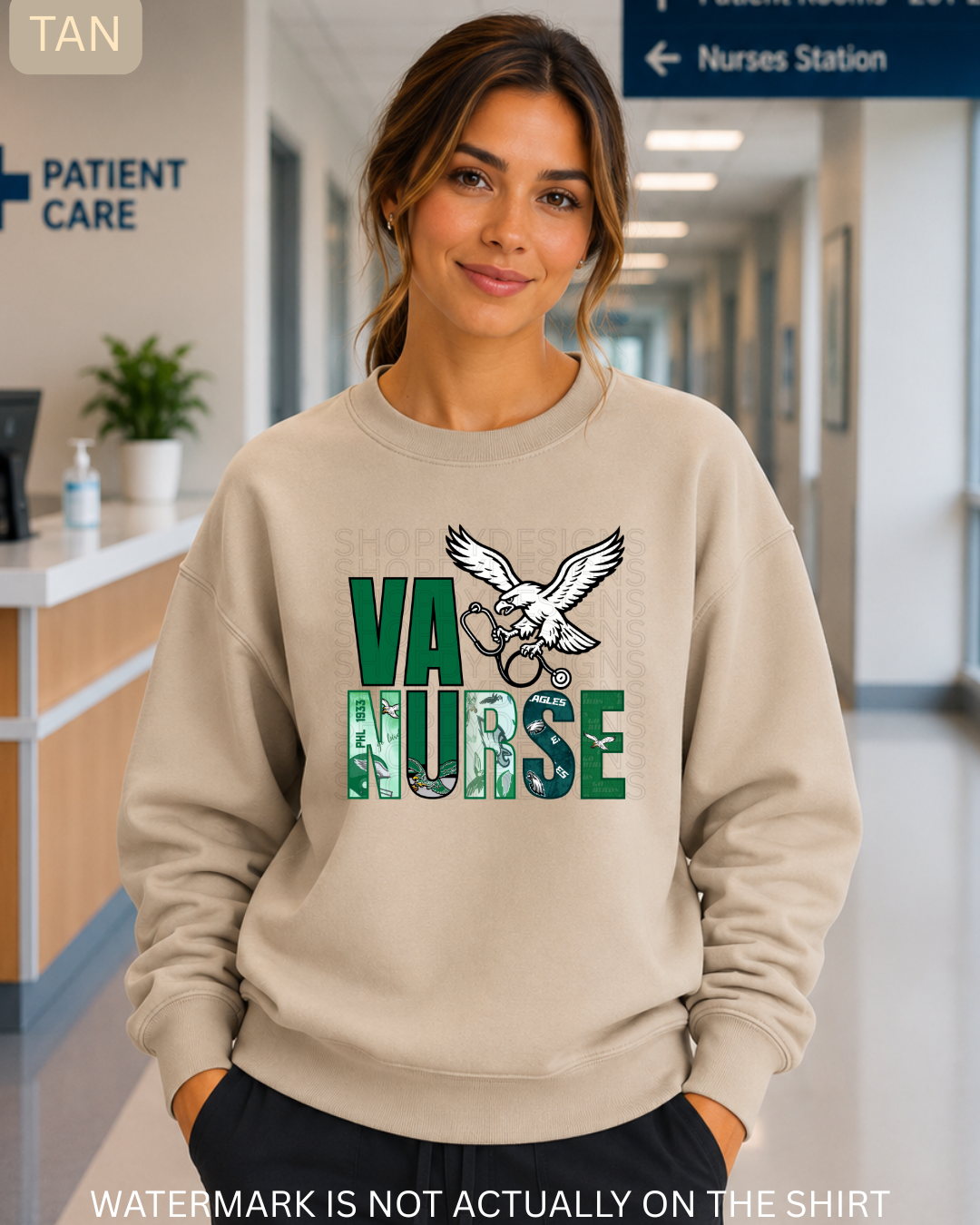 VA NURSE “First Down” Philadelphia Football Inspired T-Shirt, Crewneck Sweatshirt & Hoodie