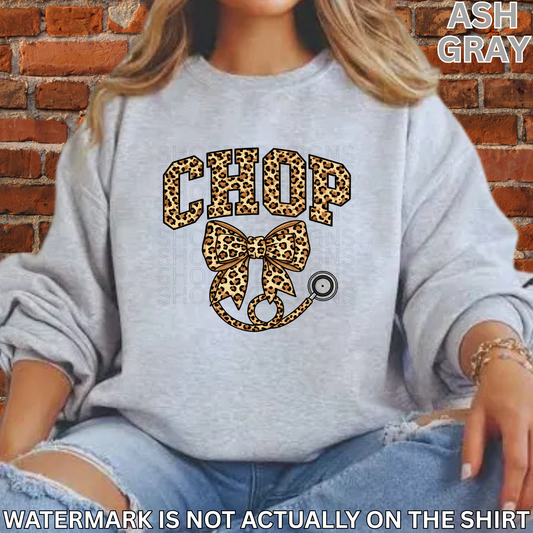 CHOP Leopard Coquette Bow With Stethoscope T-Shirt/Crewneck/Hoodie