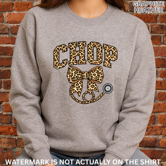 CHOP Leopard Coquette Bow With Stethoscope T-Shirt/Crewneck/Hoodie
