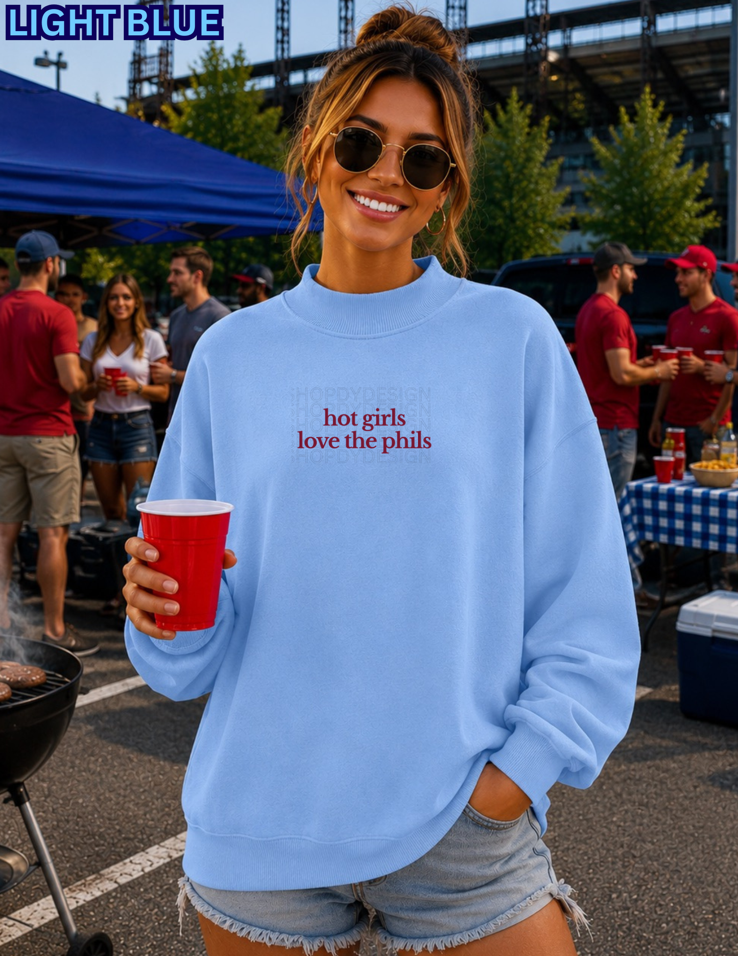 Hot Girls Love The Phils Mock Neck | Oversized Philadelphia Baseball Sweatshirt