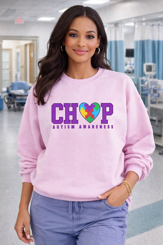 CHOP Autism Awareness T-Shirt, Sweatshirt & Hoodie | Puzzle Heart Design | Healthcare Apparel