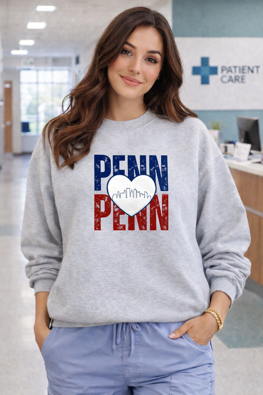 PENN Stacked Heart Philadelphia Skyline Shirt | Philly Healthcare Pride Apparel
