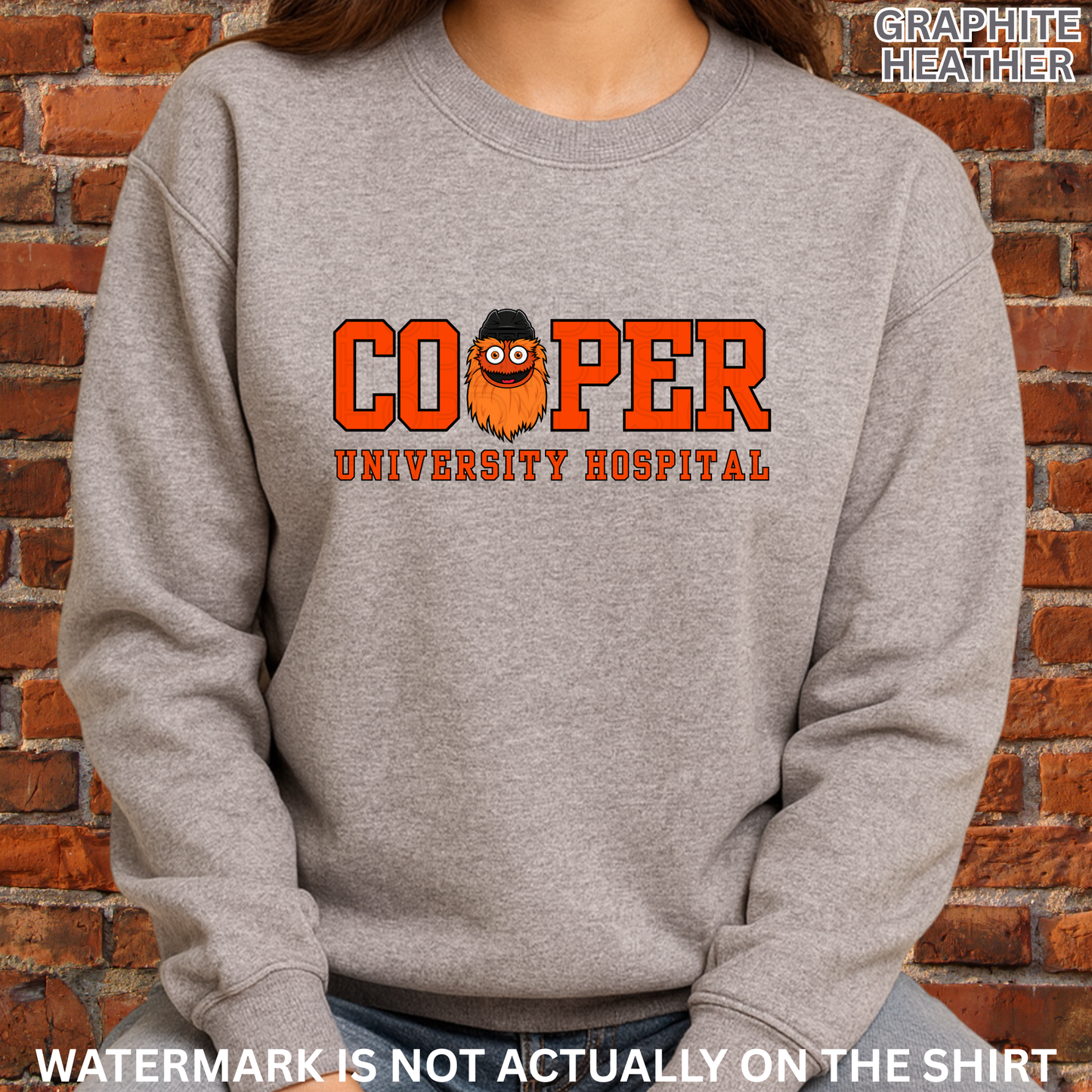 Cooper University Hospital Gritty Head Philly Hockey Inspired Shirt, Crewneck Sweatshirt, Hoodie| Healthcare Worker Apparel