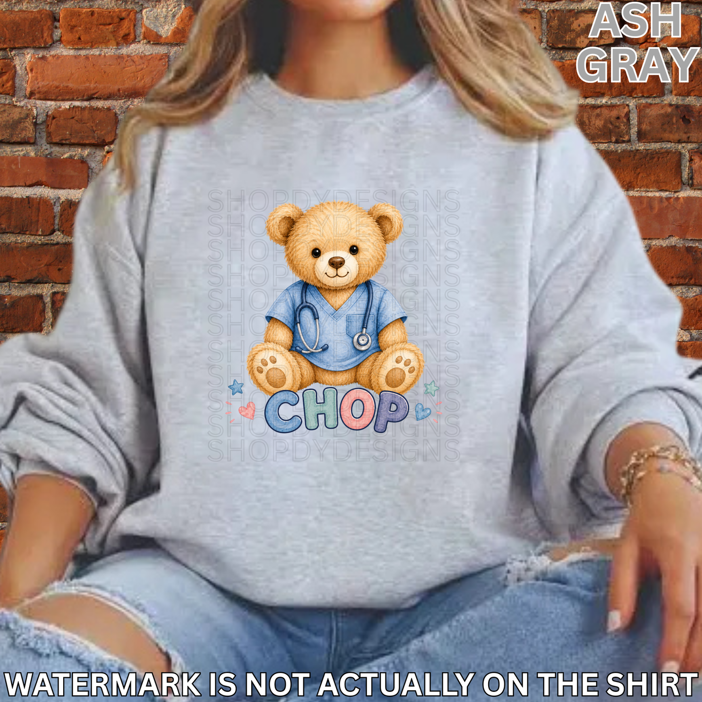 CHOP Cute Teddy Bear Healthcare Worker T-Shirt, Crewneck Sweatshirt & Hoodie