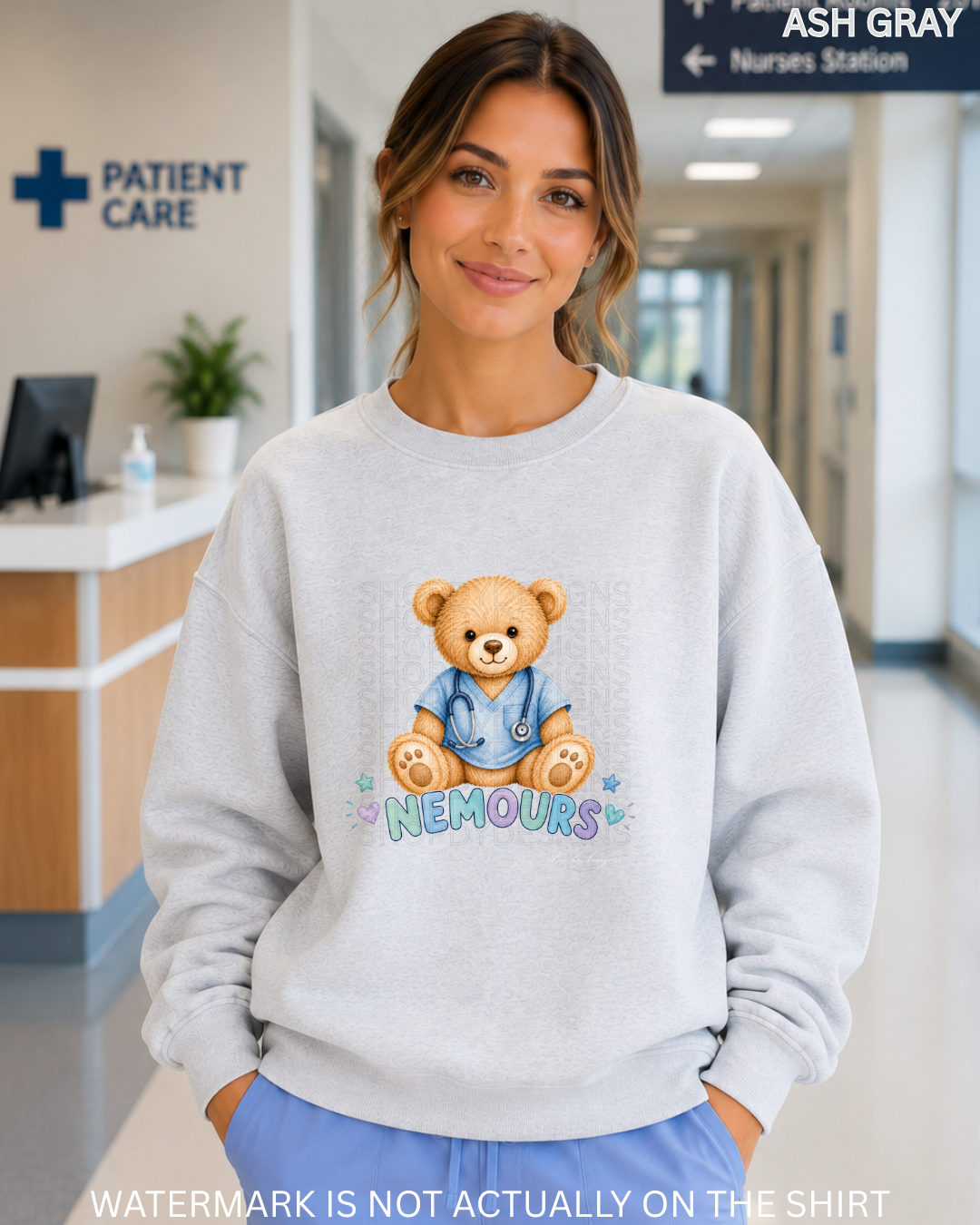Nemours Cute Teddy Bear Healthcare Worker T-Shirt, Crewneck Sweatshirt & Hoodie