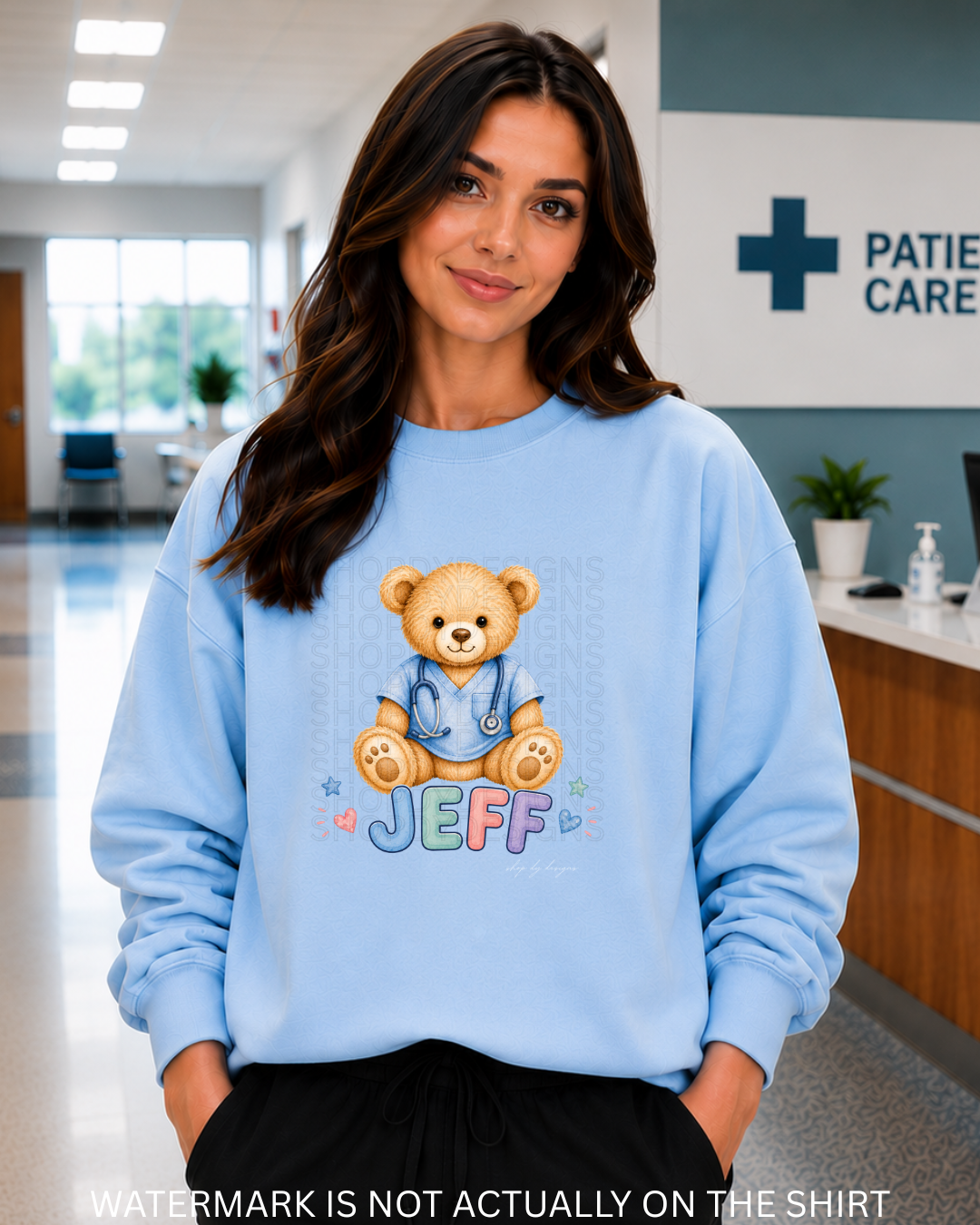 Jefferson Cute Teddy Bear Healthcare Worker T-Shirt, Crewneck Sweatshirt & Hoodie