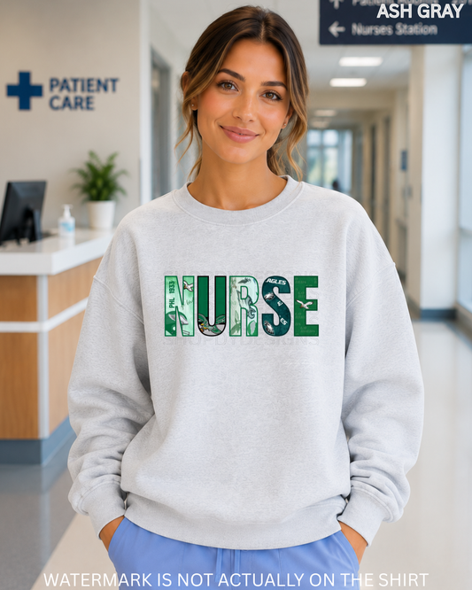 NURSE “First Down” Philadelphia Football Inspired T-Shirt, Crewneck Sweatshirt & Hoodie